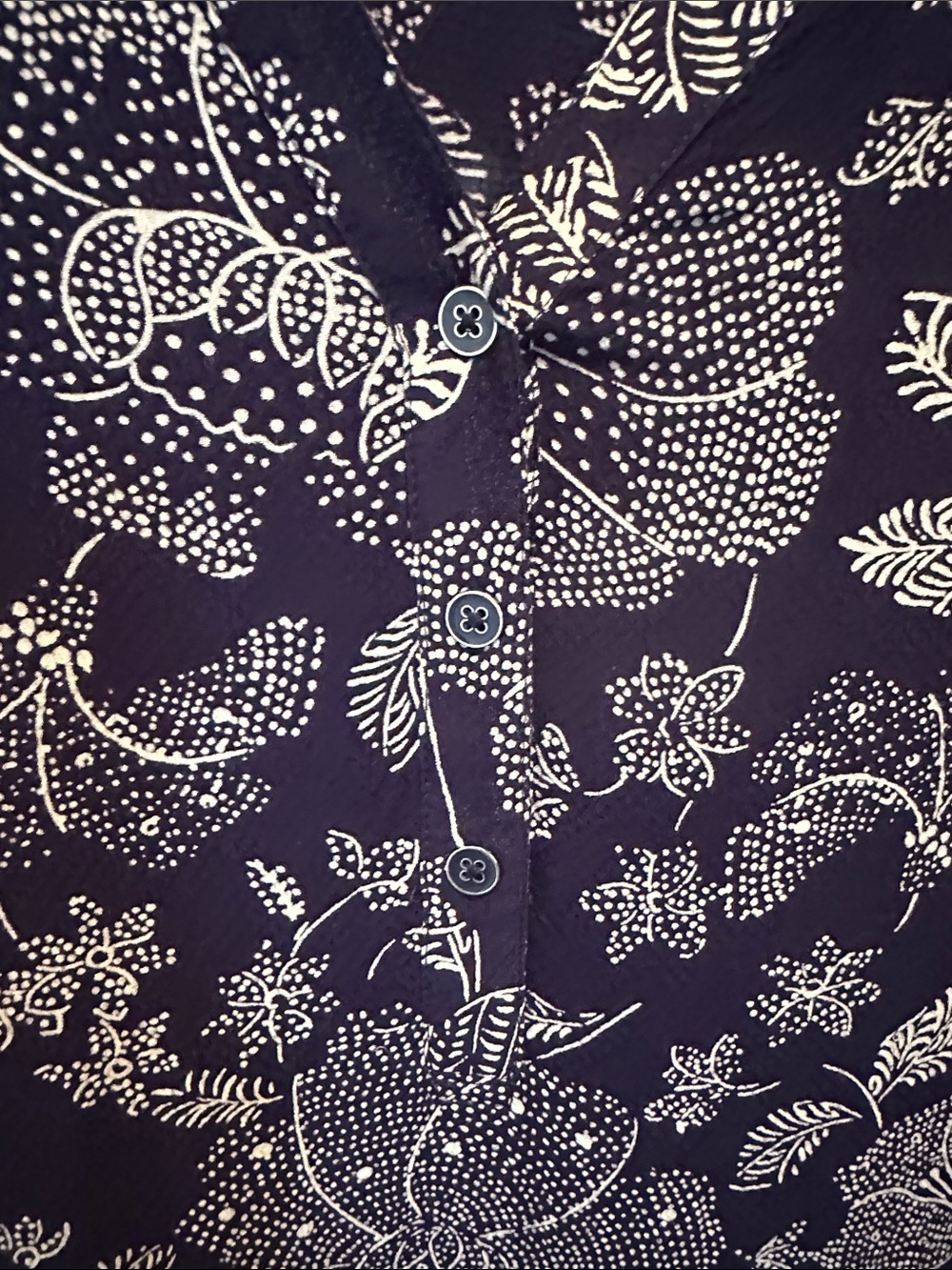 Anthropologie Navy with White Botanical Print Long Sleeve Dress Size XL - Picture 4 of 9